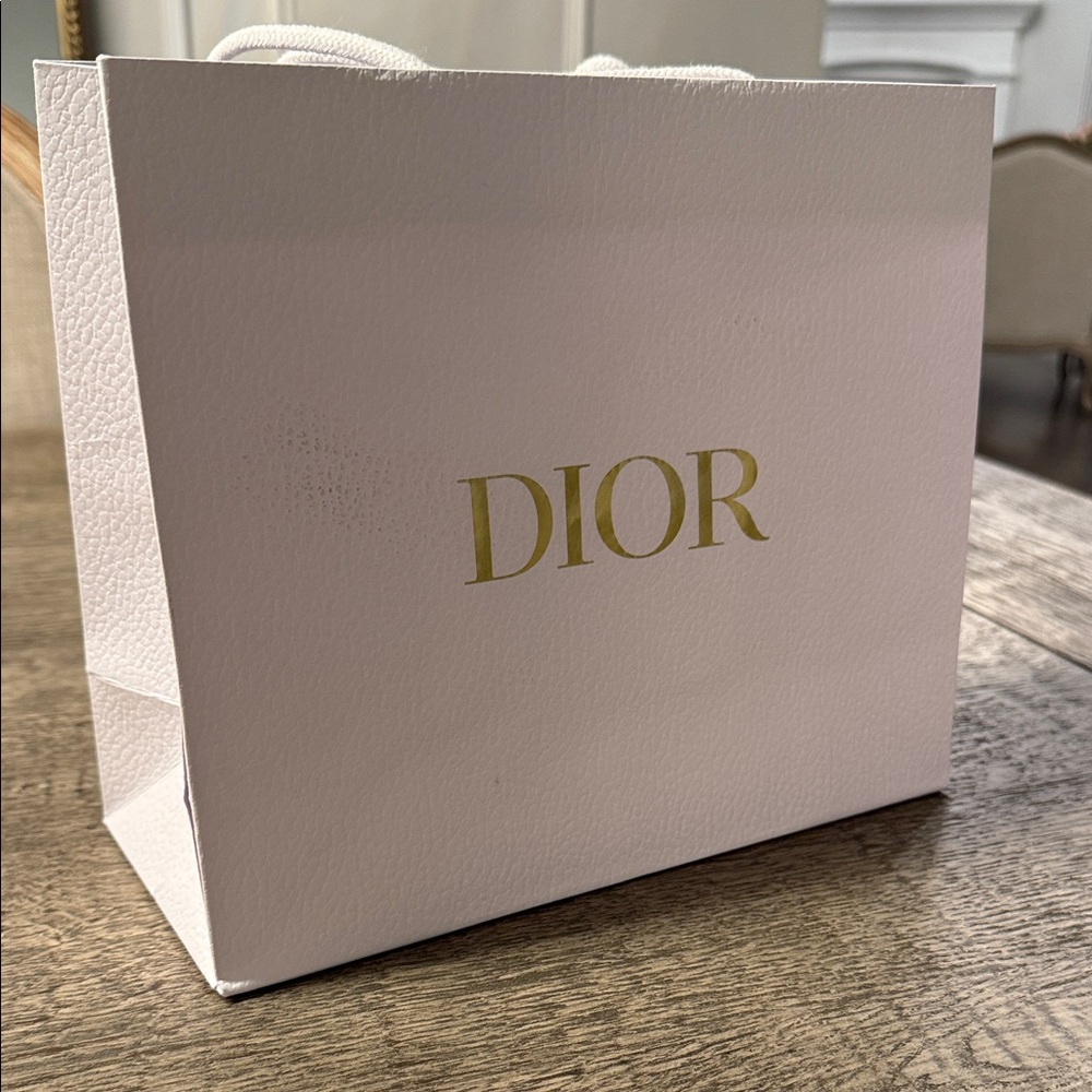 Dior White Bag with Gold Logo